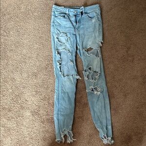 American Eagle Outfitters Sky Blue Ripped Skinny Jeans
